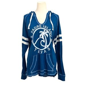 UZZI graphic design Padre Island Texas distressed hooded pullover coverup